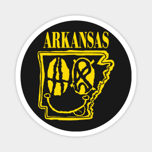 Arkansas Grunge Smiling Face Black Background Magnet